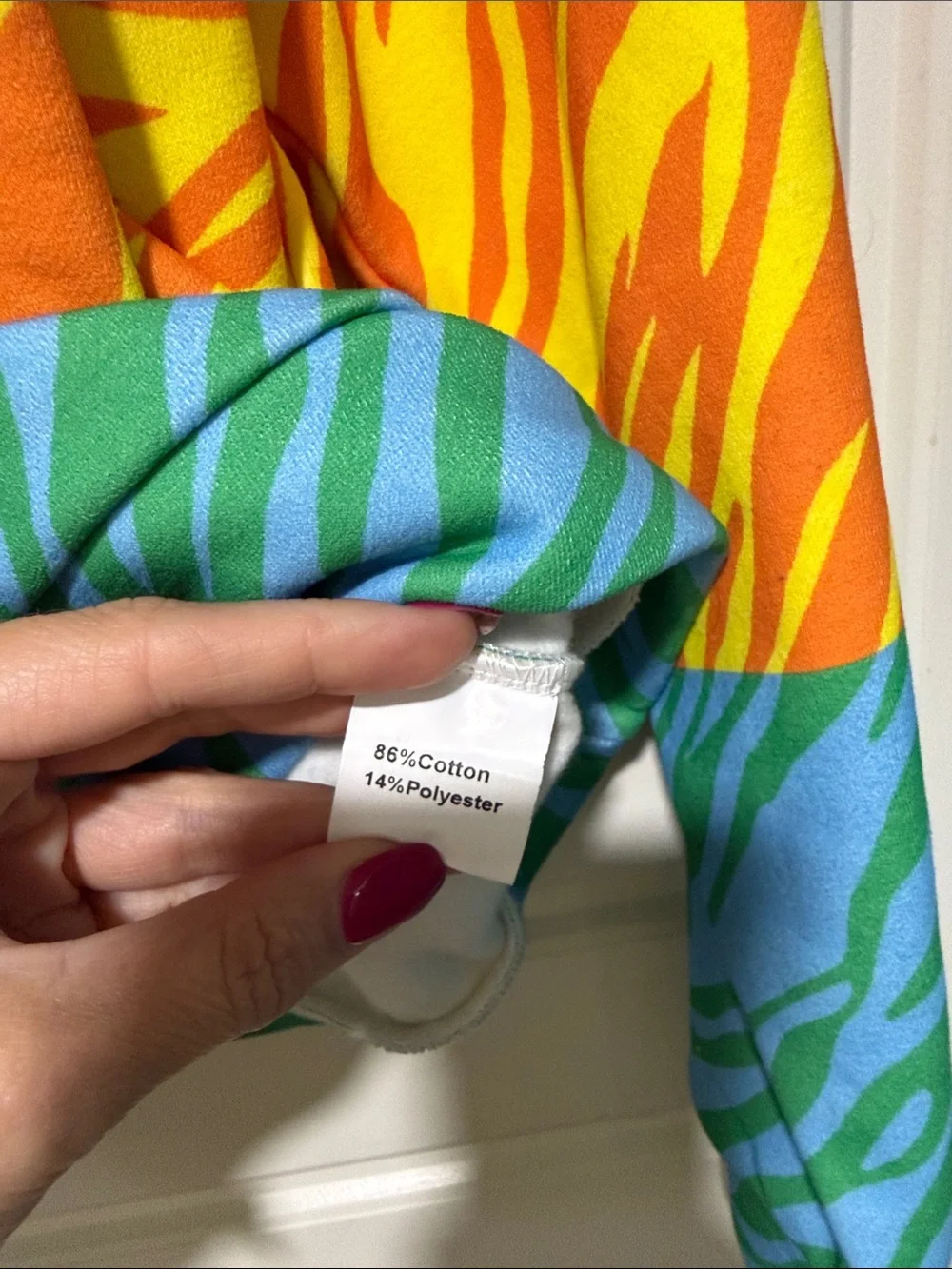 QUEEN OF SPARKLES Multi-Color Zebra tiger  Stripe Jewel-Trim Sweatshirt